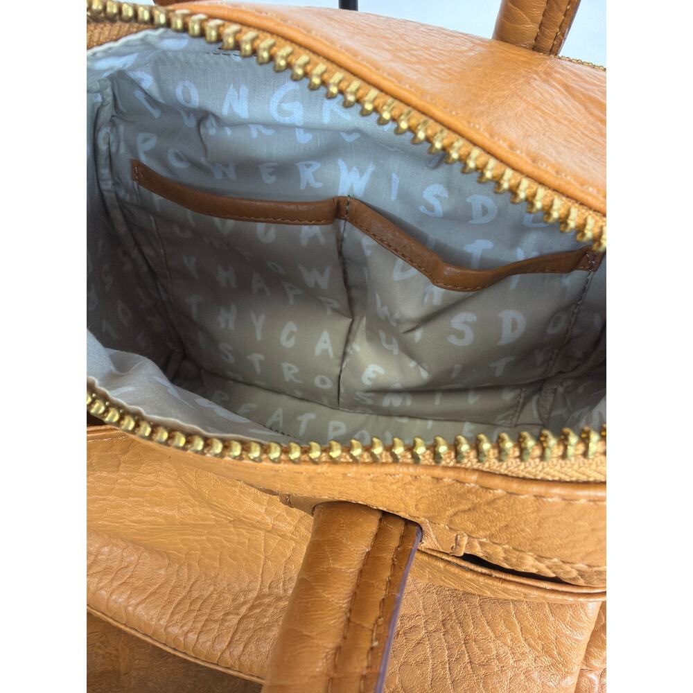 Aimee Kestenberg Caramel Brown Double Zip Leather Satchel Crossbody Handbag - Picture 9 of 12